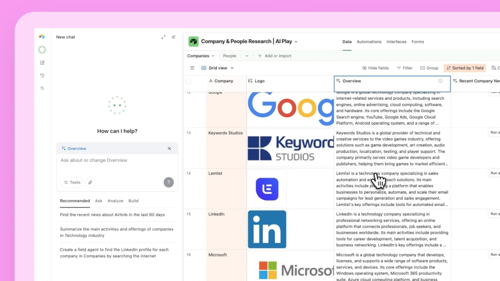 Research companies and people to personalize outreach